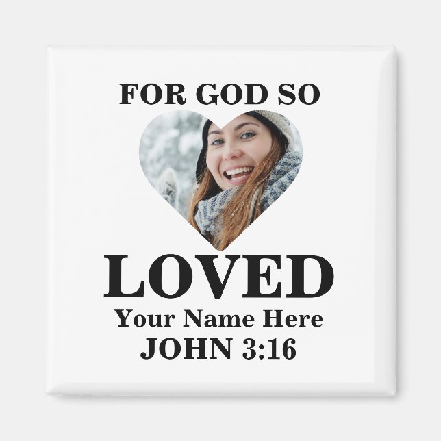 Custom heart Foto Christlich Bible Verse John 3 16 Magnet (Vorne)