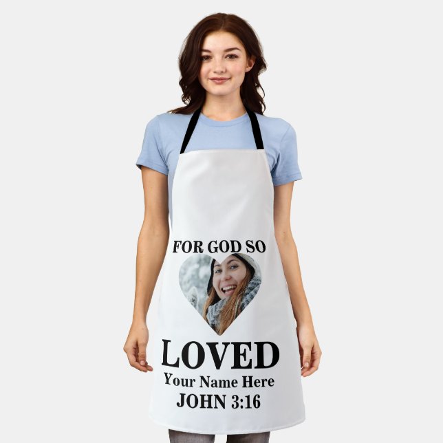 Custom heart Foto Christlich Bible Verse John 3 16 Schürze (Getragen)