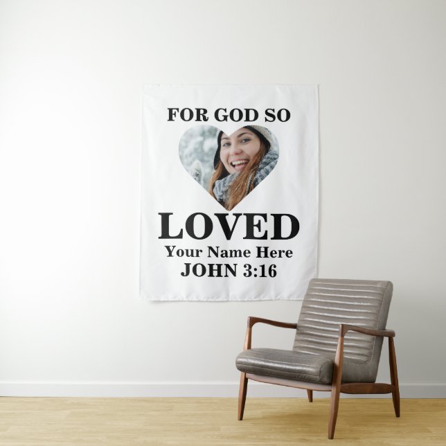 Custom heart Foto Christlich Bible Verse John 3 16 Wandteppich (Beispiel)