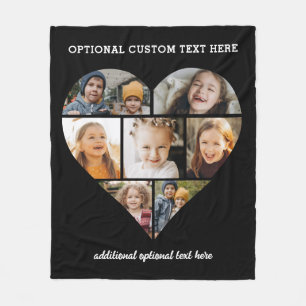Custom Heart Foto Collage Black Instagramm Fleecedecke