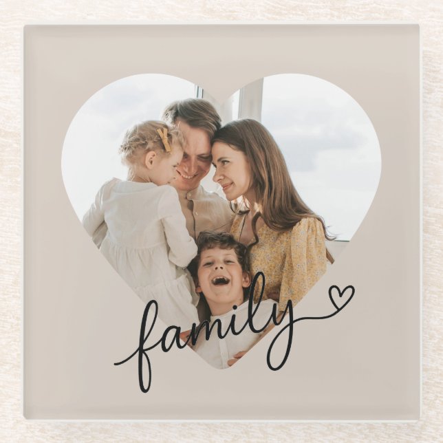Custom Heart Foto Family Pillow - Wohngestaltung Glasuntersetzer (Vorderseite)