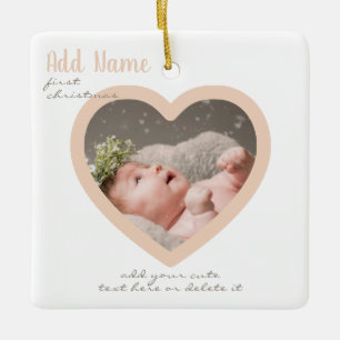 Custom Heart Foto Script Baby Girl 1. Weihnachten Keramikornament
