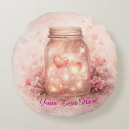 Custom Heart Jar Round Pillow Rundes Kissen