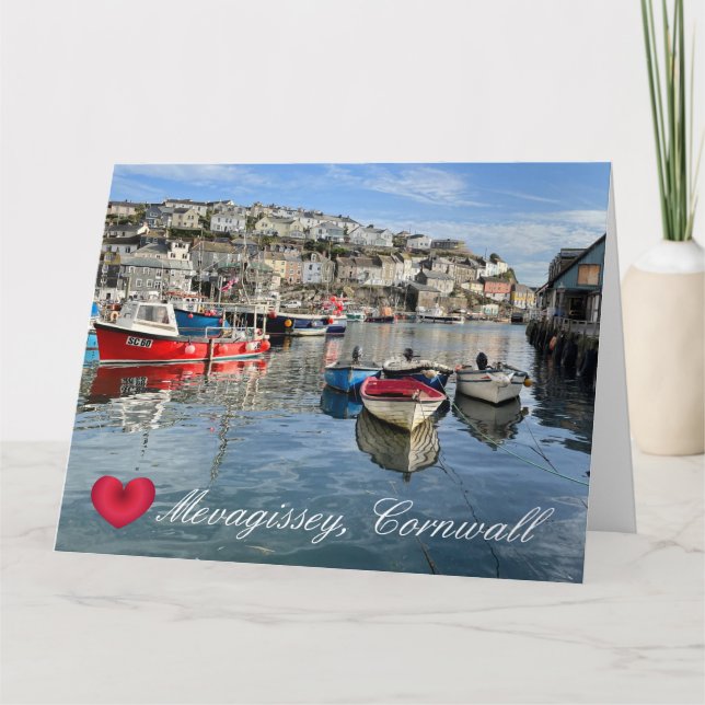 Custom Heart Mevagissey Fish Landing Quay Cornwall Karte (Vorderseite)