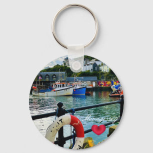Custom Heart Mevagissey Hafen Lifebuoy Cornwall Schlüsselanhänger