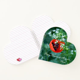Custom Heart Notebook: Original Red Poppy Macro Notizbuch