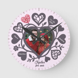 Custom Heart Photo Romantic Wall Clock Runde Wanduhr