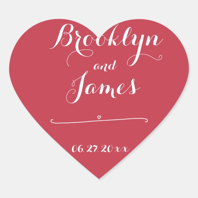 Custom Heart Red Wedding Stickers (Vorderseite)