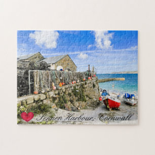 Custom Heart Sennen Hafenboote Cornwall Foto Puzzle
