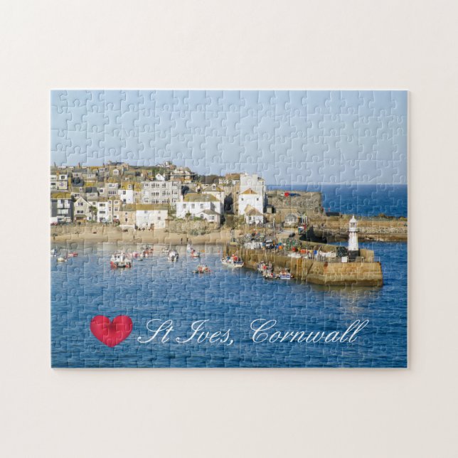 Custom Heart St Ives Harbour Pier Cornwall Foto Puzzle (Horizontal)