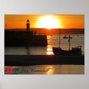 Custom Heart St Ives Harbour Sun Cornwall Foto Poster