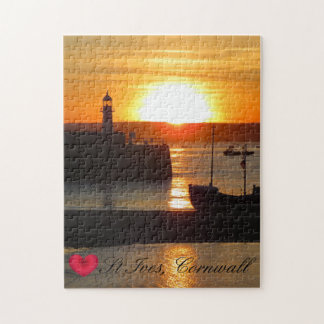 Custom Heart St Ives Harbour Sun Cornwall Foto Puzzle
