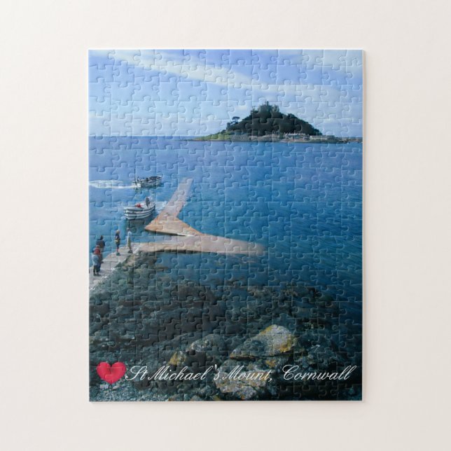 Custom Heart St Michaels Mount Cornwall mit Boote Puzzle (Vertikal)