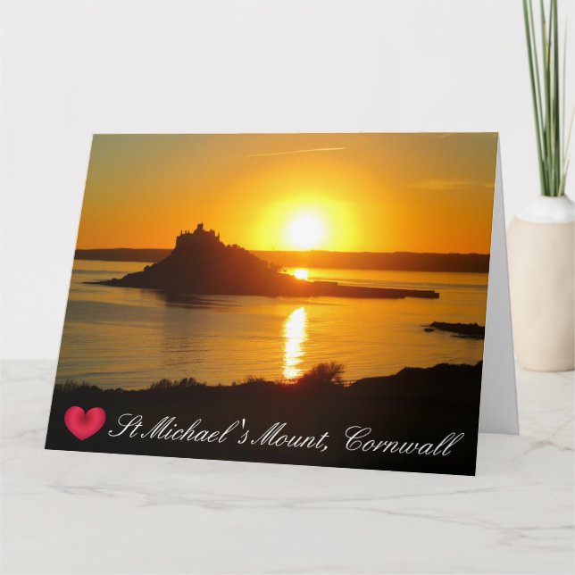 Custom Heart St Michaels Mount Cornwall Sunset Karte (Vorderseite)