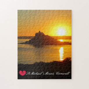 Custom Heart St Michaels Mount Cornwall Sunset Puzzle