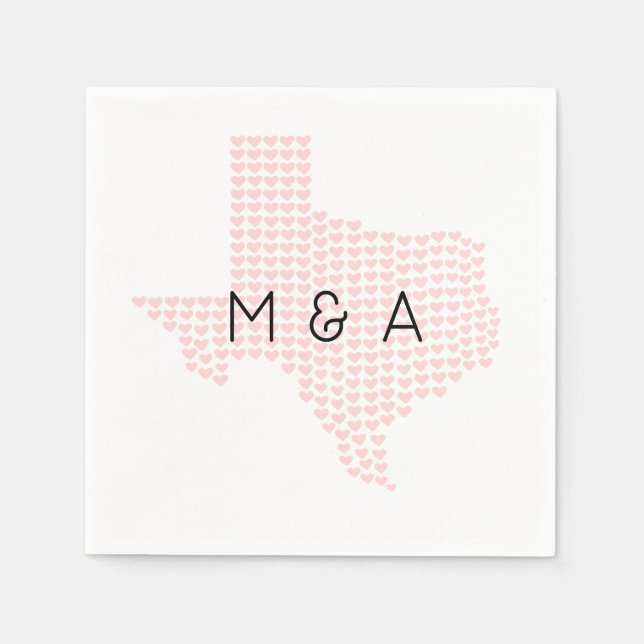 Custom Heart-Themed Texas Wedding Napkin Serviette (Vorderseite)