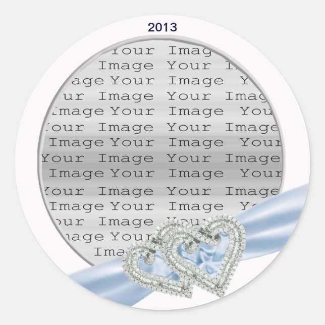 Custom Hearts Ice Blue Ribbon Stickers (Vorderseite)