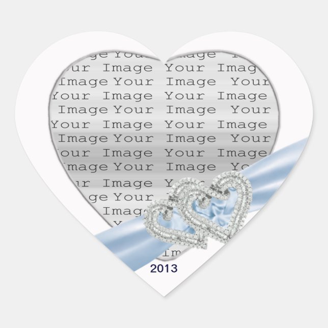 Custom Hearts Ice Blue Ribbon Stickers (Vorderseite)