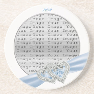 Custom Hearts Ice Blue Ribbon Untersetzer
