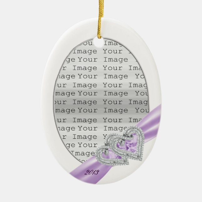 Custom Hearts Lavender Ribbon Ornament (Vorne)