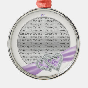 Custom Hearts Lavender Ribbon Ornament Aus Metall