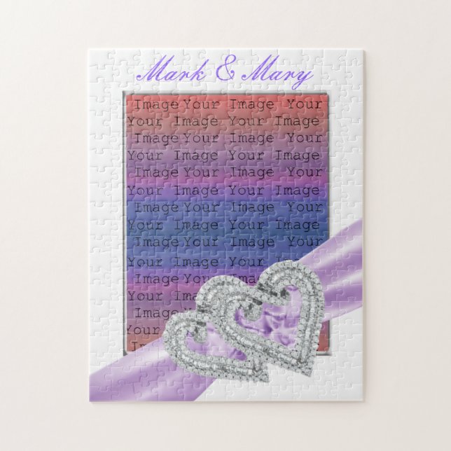 Custom Hearts Lavender Ribbon Puzzle (Vertikal)