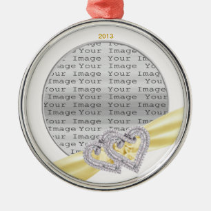 Custom Hearts Lemon Ribbon Ornament