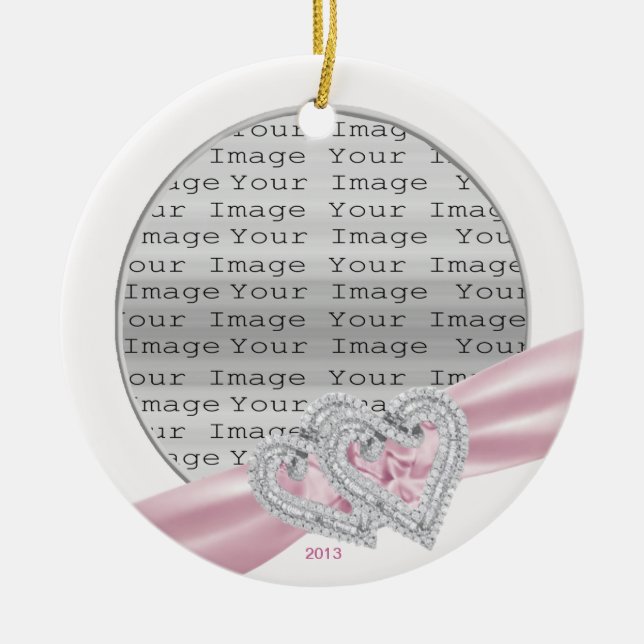 Custom Hearts Pastel Rosa Band Ornament (Vorne)