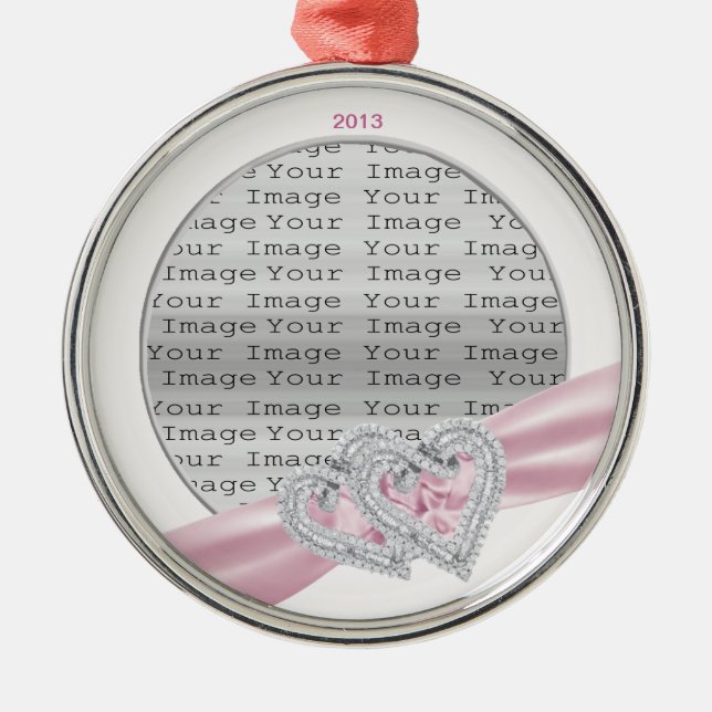 Custom Hearts Pastel Rosa Band Ornament (Vorne)
