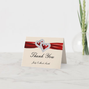 Custom Hearts Red Ribbon Danke Karte