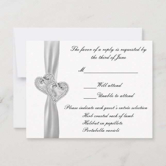 Custom Hearts White Wedding Response Card RSVP Karte (Vorderseite)