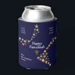Custom Hebrew Stars HANUKKAH Dosenkühler<br><div class="desc">Custom Hebrew Stars HANUKKAH kann kühler. Stilvoll blau und goldfarben personalisiert Happy Hanukkah kann cooler - ein ideales kleine Geschenk oder Gutes Geschenk für Ihre Familie, Freunde oder Kunden während Hanukkah. Der Titel sagt HAPPY HANUKKAH in weißer Typografie mit PEACE, LIEBE & JOY in goldfarbener Typografie in den Ecken. PEACE,...</div>