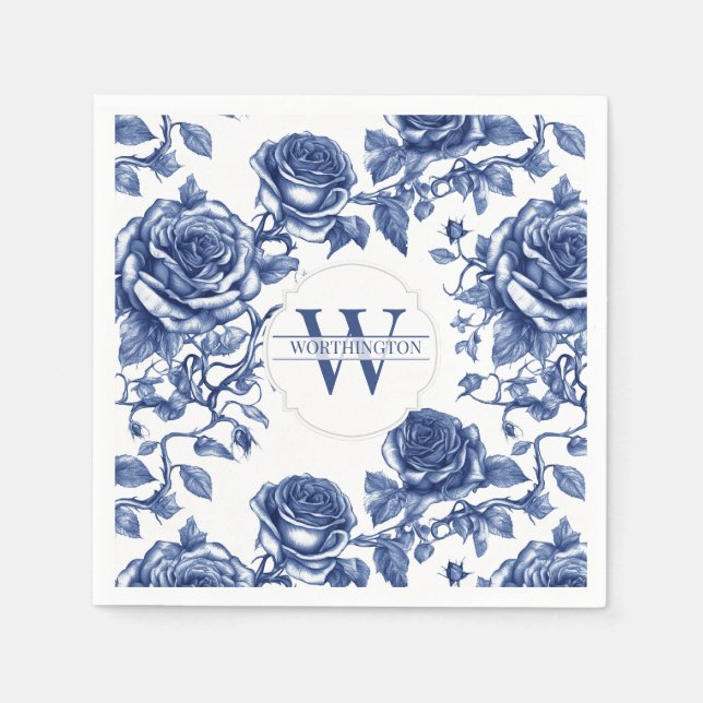 Custom Heirloom Rose Collection Blue Rose Serviette (Vorderseite)