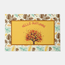 Custom "Hello Autumn" farbenfrohe Herbstlaub Doorm