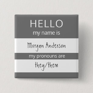 Custom HELLO Mein Name Pronouns ist Abzeichen Button