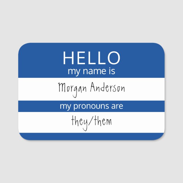 Custom HELLO Mein Name Pronouns ist Abzeichen Namensschild (Vorderseite)