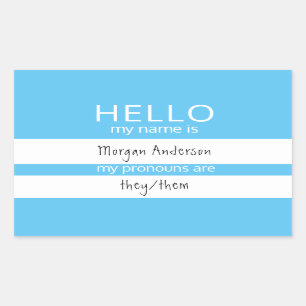 Custom HELLO Mein Name Pronouns ist Abzeichen Rechteckiger Aufkleber