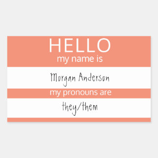 Custom HELLO Mein Name Pronouns ist Abzeichen Rechteckiger Aufkleber
