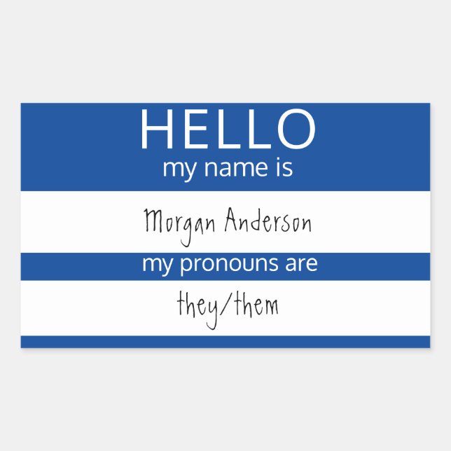 Custom HELLO Mein Name Pronouns ist Abzeichen Rechteckiger Aufkleber (Vorderseite)