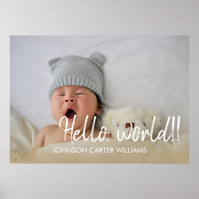 Custom Hello World Script Baby Foto Poster (Vorne)