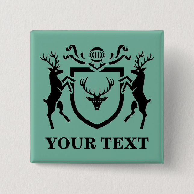 Custom Heraldic Deer Blazon Button (Vorderseite)
