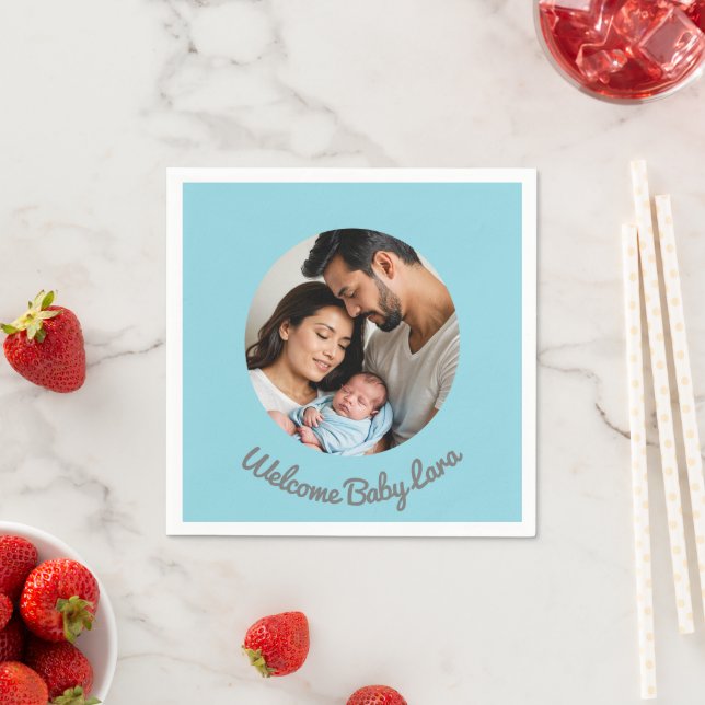 Custom Herzlichen Glückwunsch Baby Blue Baby Serviette (Beispiel)