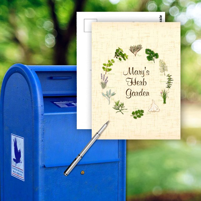 Custom Herzog Garden Postcard Postkarte (Tell your friends with a custom Herb Garden Postcard.
Fragrant, flavorful herbs and spices.)