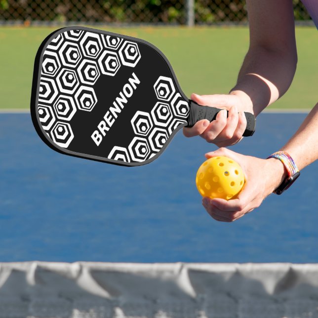 Custom Hexagon Polygon Retro Art Muster Pickleball Schläger (InSitu)