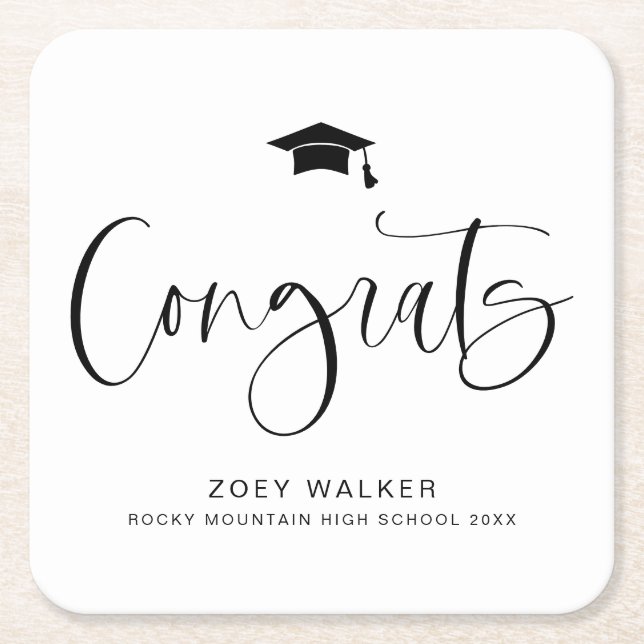 Custom High School Or College Graduation Napkin Rechteckiger Pappuntersetzer (Vorderseite)