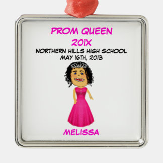 Custom High School Prom Queen Cartoon Silbernes Ornament