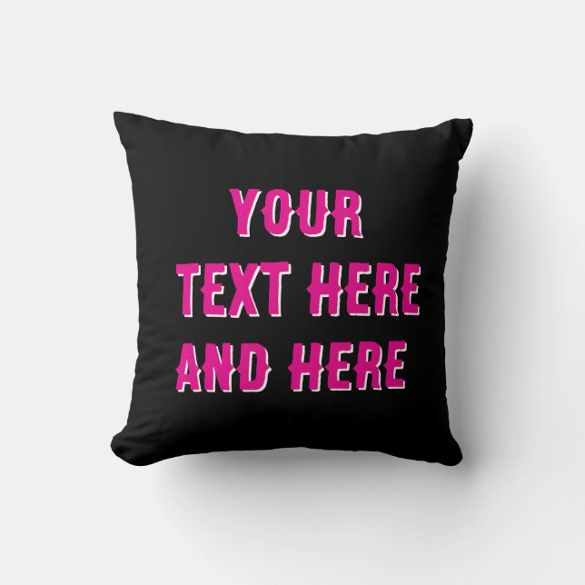 Custom Hipster Throw Pillow - Black Pink Brooklyn Kissen (Vorderseite)