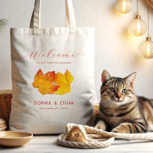 Custom Hochzeit im Herbst Welcome Bag Zwei Blätter Tragetasche