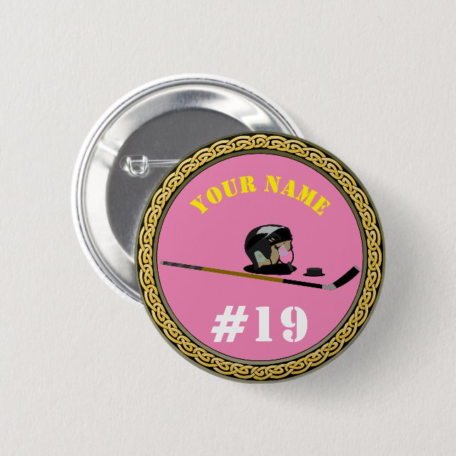 Custom Hockey Player - Name & Nummer hinzufügen -  Button (Vorne & Hinten)
