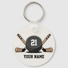 Custom Hockey Puck and Sticks Keychain Schlüsselanhänger